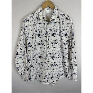 Tiger Of Sweden Farrell 4 Slim Dress Shirt Men L  EU 43 Paint Splatter White